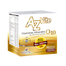 Cargar imagen en el visor de la galería, AZVITE VITAMINAS Y MINERALES CON AJO, JALEA REAL Y COENZIMA Q10.  CAJA CON 90 CAPS
