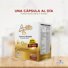 Cargar imagen en el visor de la galería, AZVITE VITAMINAS Y MINERALES CON AJO, JALEA REAL Y COENZIMA Q10.  CAJA CON 90 CAPS
