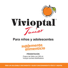 Cargar imagen en el visor de la galería, VIVIOPTAL JUNIOR JARABE CON VITAMINAS Y MINERALES PARA NIÑOS, CAJA CON FRASCO DE  250 ML.
